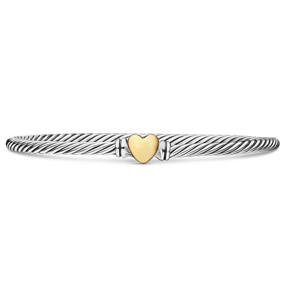 David Yurman Cable Collectibles Heart Bracelet With 18k Gold 3mm Two Tone - M - Picture 1 of 6
